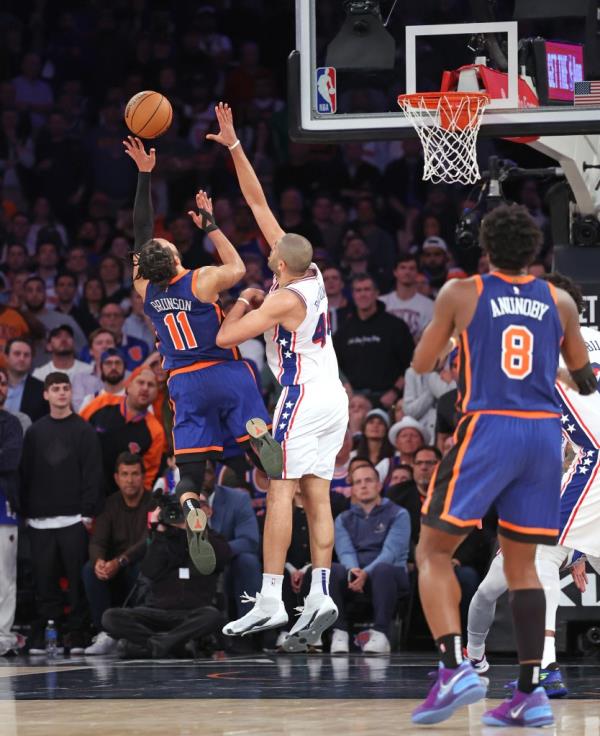 New York Knicks head coach Tom Thibodeau calls out to players during the first half of Game 5 in an NBA basketball first-round playoff series against the Philadelphia 76ers, Tuesday, April 30, 2024, in New York. 